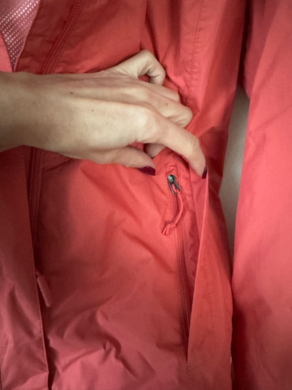 The North Face Coral-Red Hooded Rain Jacket - Picture 8 of 10